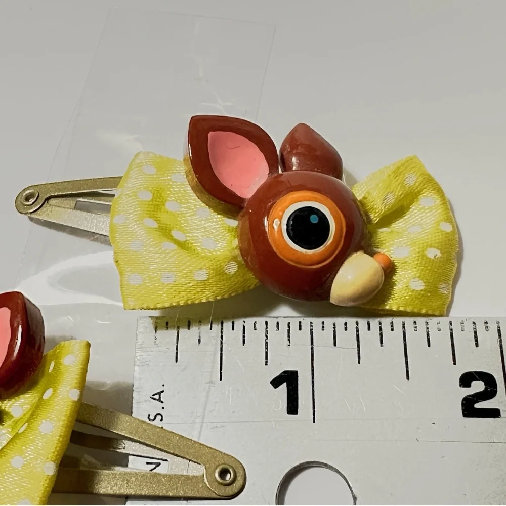 Vintage Deery-Lou Hair Clips Snap Barrettes y2k Sanrio Hello Kitty Deer Bow